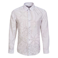 Tapu Fanau Ia Niue Family Matching Puletasi and Hawaiian Shirt Happy White Sunday Unique Hiapo LT14 Dad's Shirt - Long Sleeve White - Polynesian Pride