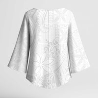 Tapu Fanau Ia Niue Kimono Sleeve Blouse Happy White Sunday Unique Hiapo LT14 - Polynesian Pride
