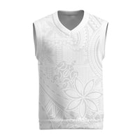 Tapu Fanau Ia Niue Christmas Knitted V-Neck Vest Happy White Sunday Unique Hiapo LT14 White - Polynesian Pride