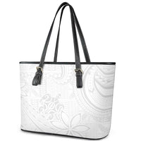 Tapu Fanau Ia Niue Leather Tote Bag Happy White Sunday Unique Hiapo LT14 - Polynesian Pride