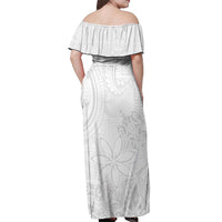 Tapu Fanau Ia Niue Off Shoulder Maxi Dress Happy White Sunday Unique Hiapo LT14 - Polynesian Pride