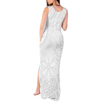 Tapu Fanau Ia Niue Tank Maxi Dress Happy White Sunday Unique Hiapo LT14 - Polynesian Pride