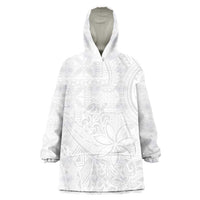 Tapu Fanau Ia Niue Wearable Blanket Hoodie Happy White Sunday Unique Hiapo LT14 One Size White - Polynesian Pride