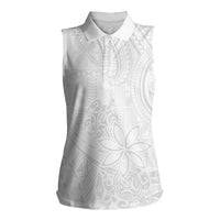 Tapu Fanau Ia Niue Women Sleeveless Polo Shirt Happy White Sunday Unique Hiapo LT14 Female White - Polynesian Pride