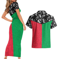 Vanuatu Cowboy Couples Matching Short Sleeve Bodycon Dress and Hawaiian Shirt Cowboy Symbols Split Stylized LT14 - Polynesian Pride