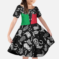 Vanuatu Cowboy Family Matching Long Sleeve Bodycon Dress and Hawaiian Shirt Cowboy Symbols Split Stylized LT14 Daughter's Dress Green - Polynesian Pride