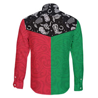 Vanuatu Cowboy Family Matching Long Sleeve Bodycon Dress and Hawaiian Shirt Cowboy Symbols Split Stylized LT14 - Polynesian Pride