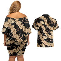 Vanuatu Cowboy Couples Matching Off Shoulder Short Dress and Hawaiian Shirt Seamless Straw Hats Hibiscus LT14 - Polynesian Pride