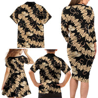 Vanuatu Cowboy Family Matching Long Sleeve Bodycon Dress and Hawaiian Shirt Seamless Straw Hats Hibiscus LT14 - Polynesian Pride