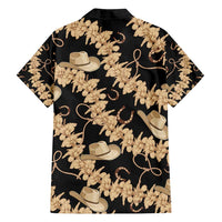 Vanuatu Cowboy Family Matching Long Sleeve Bodycon Dress and Hawaiian Shirt Seamless Straw Hats Hibiscus LT14 - Polynesian Pride