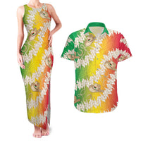 Vanuatu Cowboy Couples Matching Tank Maxi Dress and Hawaiian Shirt Straw Hats Hibiscus With Sand Drawing LT14 Reggae - Polynesian Pride