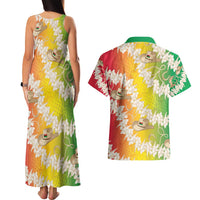 Vanuatu Cowboy Couples Matching Tank Maxi Dress and Hawaiian Shirt Straw Hats Hibiscus With Sand Drawing LT14 - Polynesian Pride