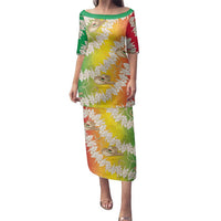 Vanuatu Cowboy Family Matching Puletasi and Hawaiian Shirt Straw Hats Hibiscus With Sand Drawing LT14 Mom's Dress Reggae - Polynesian Pride