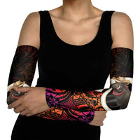 Vanuatu Boar Cowboy Arm Sleeves Tusk Gradient Polynesian Pattern - Polynesian Pride
