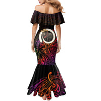 Vanuatu Boar Cowboy Family Matching Mermaid Dress and Hawaiian Shirt Tusk Gradient Polynesian Pattern LT14 - Polynesian Pride