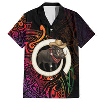 Vanuatu Boar Cowboy Hawaiian Shirt Tusk Gradient Polynesian Pattern - Polynesian Pride