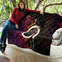Vanuatu Boar Cowboy Quilt Tusk Gradient Polynesian Pattern - Polynesian Pride