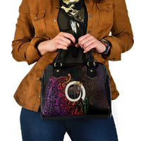 Vanuatu Boar Cowboy Shoulder Handbag Tusk Gradient Polynesian Pattern - Polynesian Pride