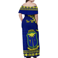 Personalised Fiji Natabua High School Family Matching Off Shoulder Maxi Dress and Hawaiian Shirt Fijian Tapa Pattern LT14 - Polynesian Pride