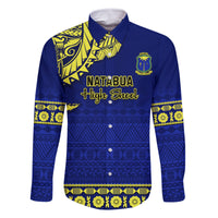 Personalised Fiji Natabua High School Family Matching Tank Maxi Dress and Hawaiian Shirt Fijian Tapa Pattern LT14 Dad's Shirt - Long Sleeve Blue - Polynesian Pride