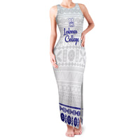 Personalised Fiji Labasa College Family Matching Tank Maxi Dress and Hawaiian Shirt Fijian Tapa Pattern LT14 Mom's Dress White - Polynesian Pride
