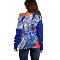 Personalised Samoana High School Off Shoulder Sweater American Samoa Schools Polynesian Tropical Flowers LT14 - Polynesian Pride