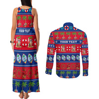 Personalised Guam Christmas Couples Matching Tank Maxi Dress and Long Sleeve Button Shirt Felis Pasgua LT14 - Polynesian Pride