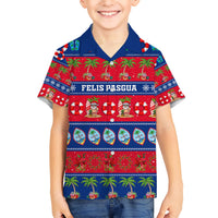 Personalised Guam Christmas Kid Hawaiian Shirt Felis Pasgua LT14 Kid Blue - Polynesian Pride