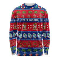 Personalised Guam Christmas Long Sleeve Shirt Felis Pasgua LT14 Unisex Blue - Polynesian Pride