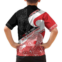 Toitu Te Tiriti Me Te Whakaputanga Family Matching Off The Shoulder Long Sleeve Dress and Hawaiian Shirt Maori Wahaika With Haka Face LT14 - Polynesian Pride