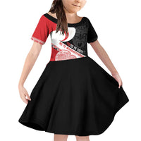 Toitu Te Tiriti Me Te Whakaputanga Family Matching Off Shoulder Short Dress and Hawaiian Shirt Maori Wahaika With Haka Face LT14 Daughter's Dress Red - Polynesian Pride