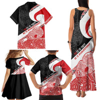 Toitu Te Tiriti Me Te Whakaputanga Family Matching Tank Maxi Dress and Hawaiian Shirt Maori Wahaika With Haka Face LT14 - Polynesian Pride