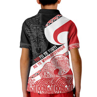 Toitu Te Tiriti Me Te Whakaputanga Kid Polo Shirt Maori Wahaika With Haka Face LT14 - Polynesian Pride