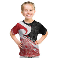 Toitu Te Tiriti Me Te Whakaputanga Kid T Shirt Maori Wahaika With Haka Face LT14 Red - Polynesian Pride