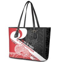 Toitu Te Tiriti Me Te Whakaputanga Leather Tote Bag Maori Wahaika With Haka Face LT14 - Polynesian Pride