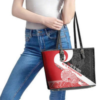 Toitu Te Tiriti Me Te Whakaputanga Leather Tote Bag Maori Wahaika With Haka Face LT14 - Polynesian Pride