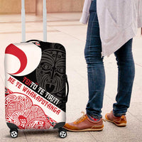 Toitu Te Tiriti Me Te Whakaputanga Luggage Cover Maori Wahaika With Haka Face LT14 Red - Polynesian Pride