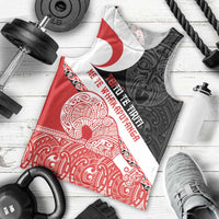 Toitu Te Tiriti Me Te Whakaputanga Men Tank Top Maori Wahaika With Haka Face LT14 - Polynesian Pride