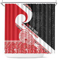 Toitu Te Tiriti Me Te Whakaputanga Shower Curtain Maori Wahaika With Haka Face LT14 Red - Polynesian Pride