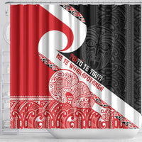 Toitu Te Tiriti Me Te Whakaputanga Shower Curtain Maori Wahaika With Haka Face LT14 - Polynesian Pride