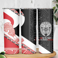 Toitu Te Tiriti Me Te Whakaputanga Skinny Tumbler Maori Wahaika With Haka Face LT14 - Polynesian Pride