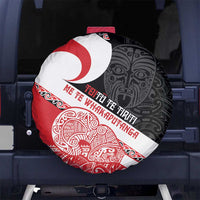 Toitu Te Tiriti Me Te Whakaputanga Spare Tire Cover Maori Wahaika With Haka Face LT14 - Polynesian Pride