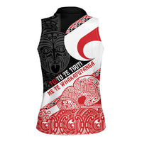 Toitu Te Tiriti Me Te Whakaputanga Women Sleeveless Polo Shirt Maori Wahaika With Haka Face LT14 - Polynesian Pride