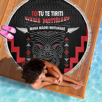 Personalised Toitu Te Tiriti Mana Maori Motuhake Beach Blanket Aotearoa Haka Face Mix Poutama Art LT14 - Polynesian Pride