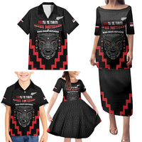 Personalised Toitu Te Tiriti Mana Maori Motuhake Family Matching Puletasi and Hawaiian Shirt Aotearoa Haka Face Mix Poutama Art LT14 - Polynesian Pride