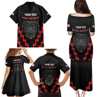 Personalised Toitu Te Tiriti Mana Maori Motuhake Family Matching Puletasi and Hawaiian Shirt Aotearoa Haka Face Mix Poutama Art LT14 - Polynesian Pride