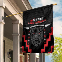 Personalised Toitu Te Tiriti Mana Maori Motuhake Garden Flag Aotearoa Haka Face Mix Poutama Art LT14 House Flag Black - Polynesian Pride