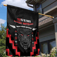 Personalised Toitu Te Tiriti Mana Maori Motuhake Garden Flag Aotearoa Haka Face Mix Poutama Art LT14 - Polynesian Pride