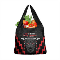 Toitu Te Tiriti Mana Maori Motuhake Grocery Bag Aotearoa Haka Face Mix Poutama Art LT14 1-pack One Size Black - Polynesian Pride