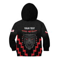 Personalised Toitu Te Tiriti Mana Maori Motuhake Kid Hoodie Aotearoa Haka Face Mix Poutama Art LT14 - Polynesian Pride